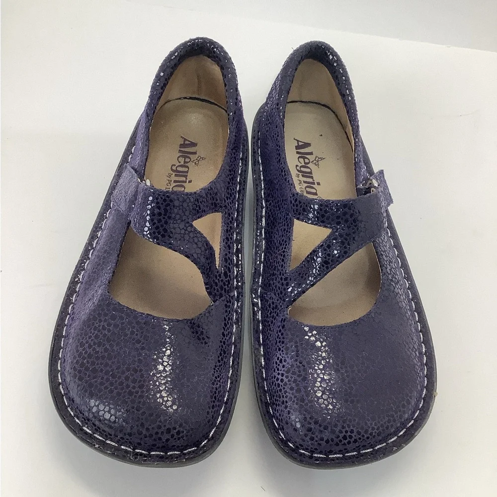 Alegria Dayna Mary Jane womens size 37 EU (7-7.5 US) blueberry dottie
